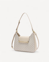 شنطة كتف مونوغرام هاف مون بحزام لون بيج - 1